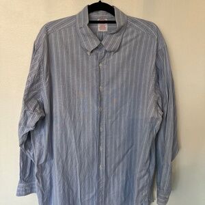 🇺🇸 Brooks Brothers Shirt MiUSA  - 18 36 - Blue Gray White Stripe - Madison Fit